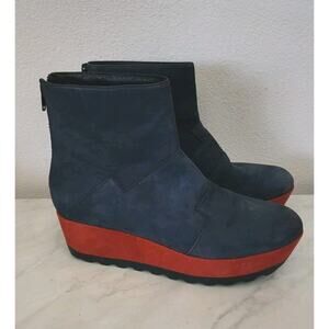 Camper Laika Lara Suri James Suede Platform Wedge Boots Blue Size 40 9.5/10 US